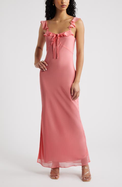 Ruffle Chiffon Maxi Dress