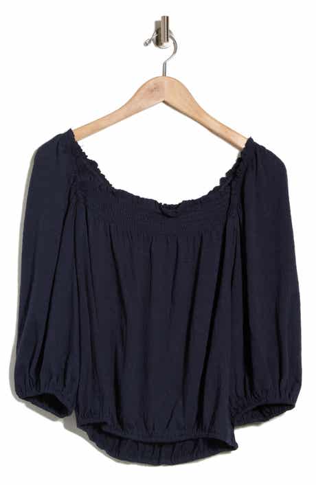 Crinkled Balloon Sleeve Bubble Hem Top