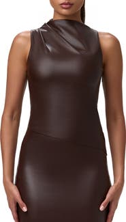 Naked Wardrobe Asymmetric Faux Leather Top