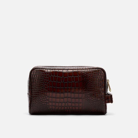 Croc-Embossed Calfskin Leather Dopp Kit