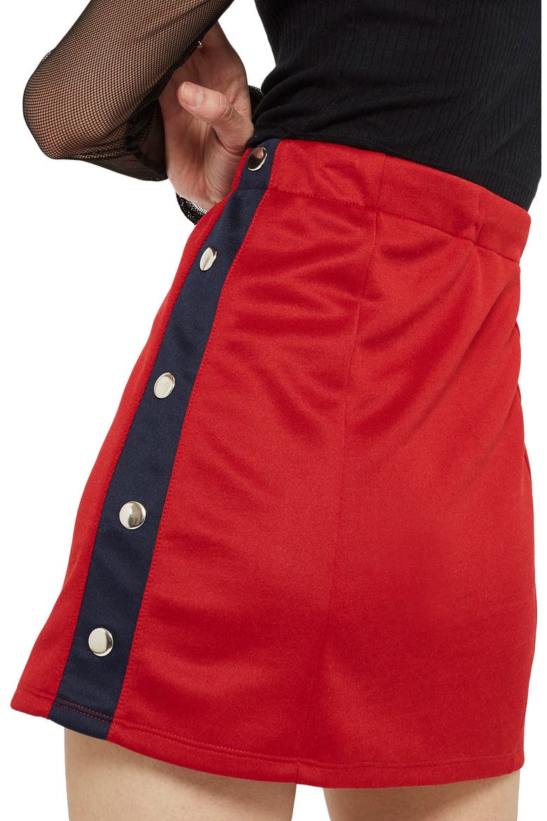 Sporty Popper Miniskirt, Alternate, color, RED MULTI