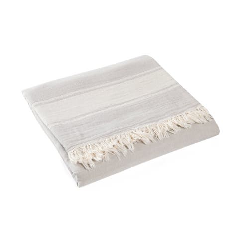 Olive And Linen Olive & Linen Summer Double Sided Throw In Neutral