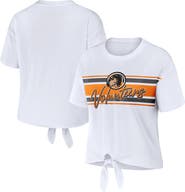 WEAR by Erin Andrews Women's WEAR by Erin Andrews White Tennessee Volunteers Striped Front Knot Cropped T-Shirt