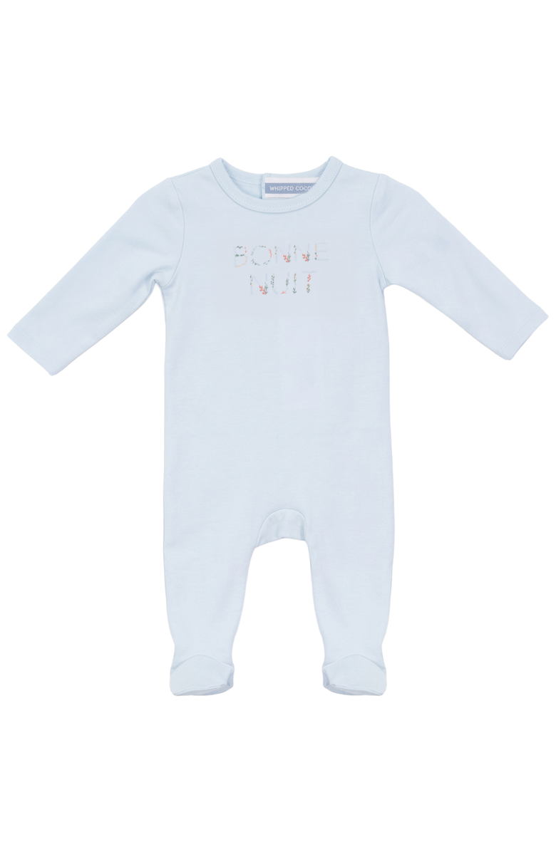 Whipped Cocoa Boy Bonne Nuit Cotton Spandex Snap Back Romper, Main, color, Moonstone Blue
