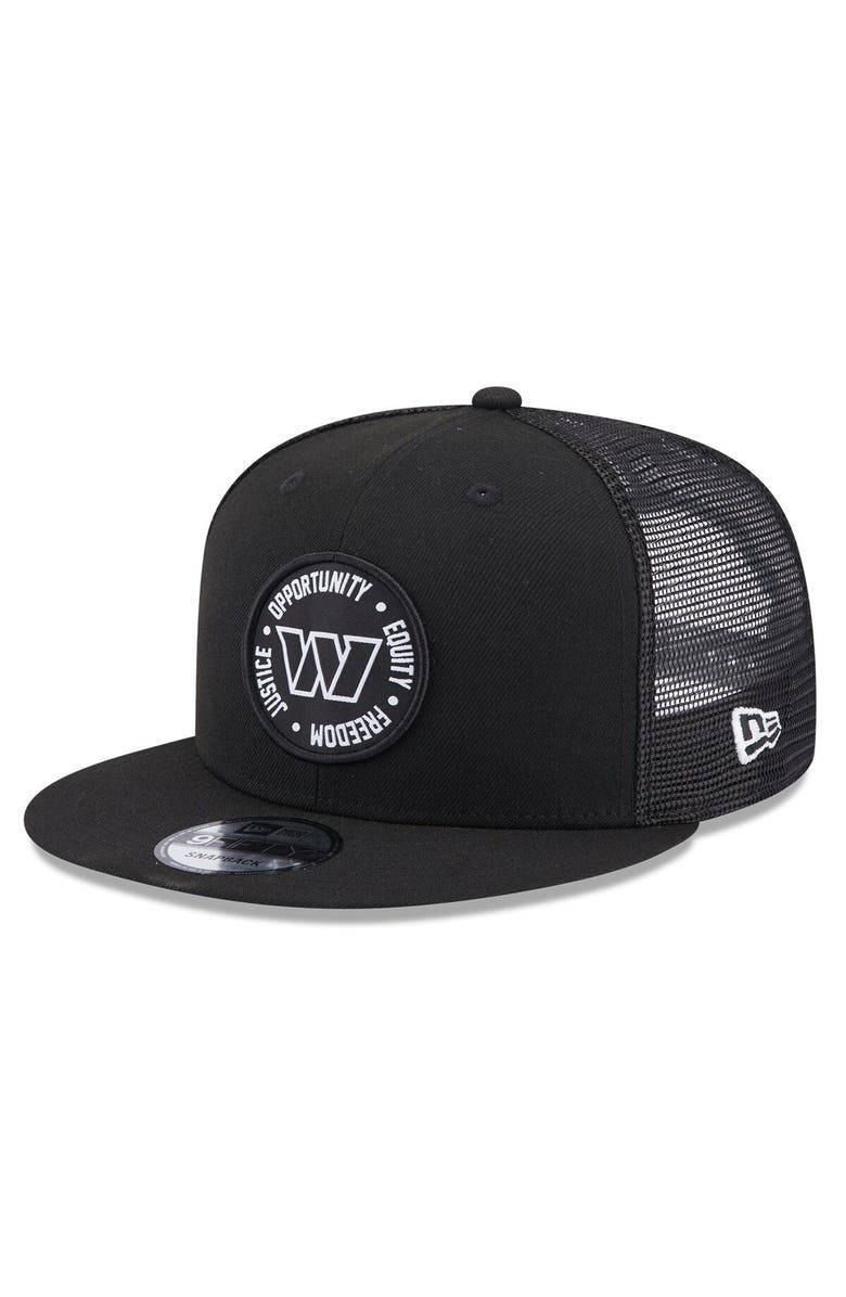 New Era Men's New Era Black Washington Commanders 2022 Inspire Change Trucker 9FIFTY Adjustable Snapback Hat, Alternate, color,