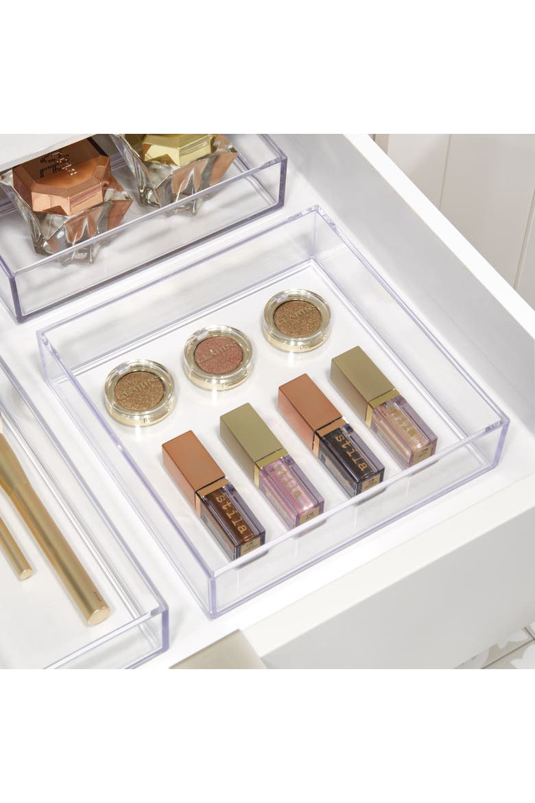 Plastic Makeup Drawer Organizer Tray - Set of 4 - Clear, Alternate, color, Clear