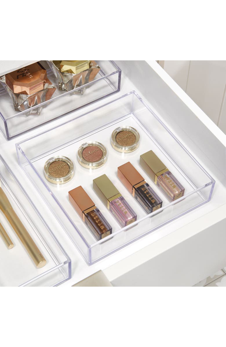 iDesign Plastic Makeup Drawer Organizer Tray - Set of 4 - Clear, Alternate, color, Clear