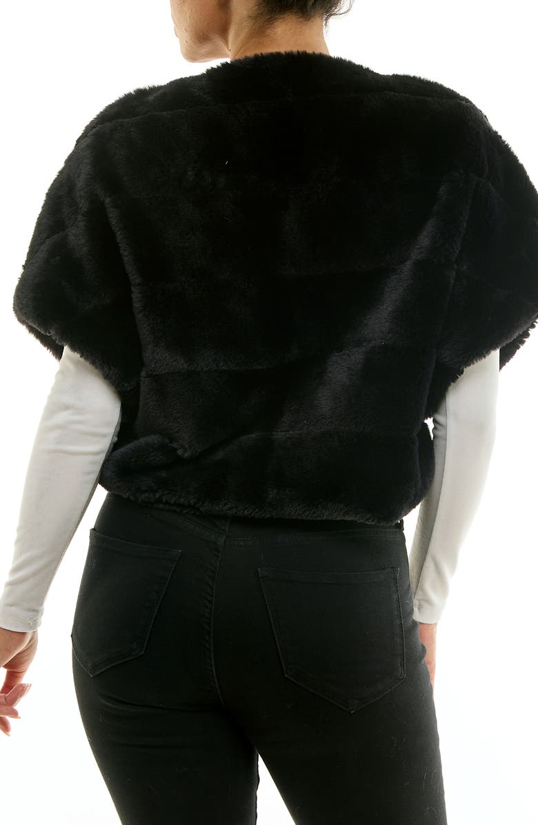Nina Leonard Faux Fur Capelet, Alternate, color, Black