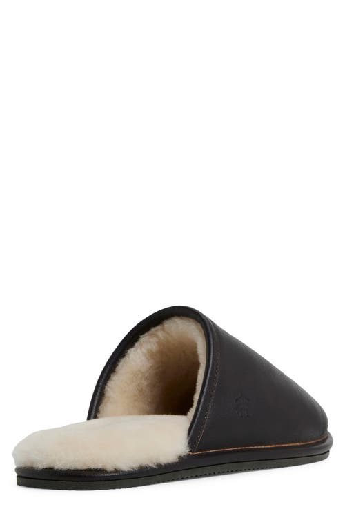 Brooks Brothers Henri Genuine Shearling Lined Leather Slipper In Brown