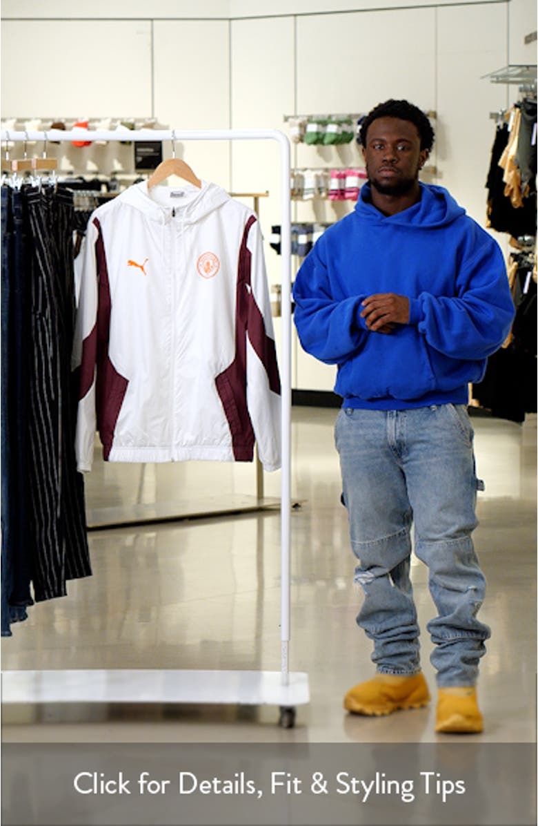 Men's Puma White Manchester City 2023/24 Pre-Match Anthem Full-Zip Hoodie Jacket, sales video thumbnail