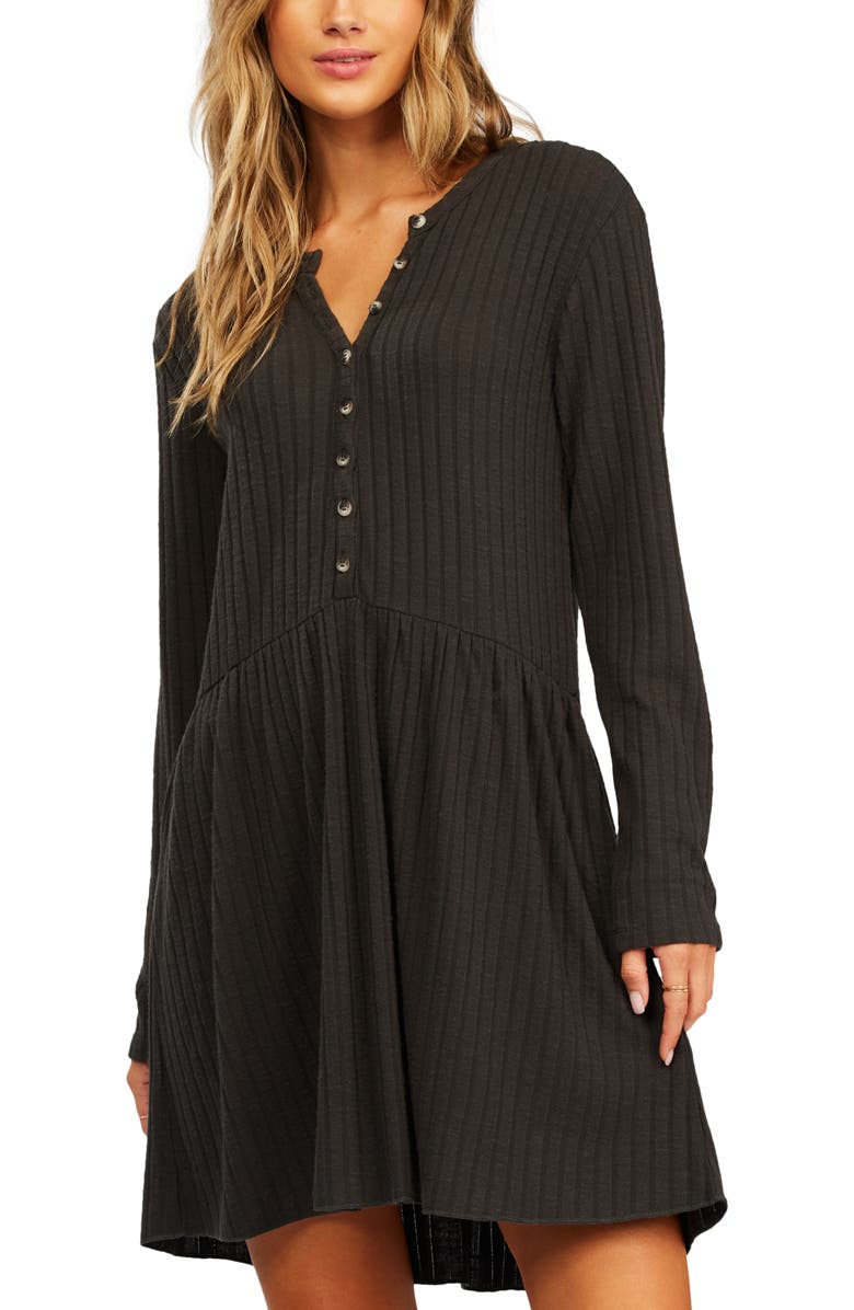 Billabong Always Lounging Long Sleeve Rib Dress, Main, color, 