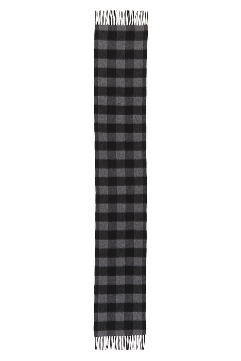 Check Cashmere Scarf, Alternate, color, GREY EXCALIBUR - BLACK BUFFALO