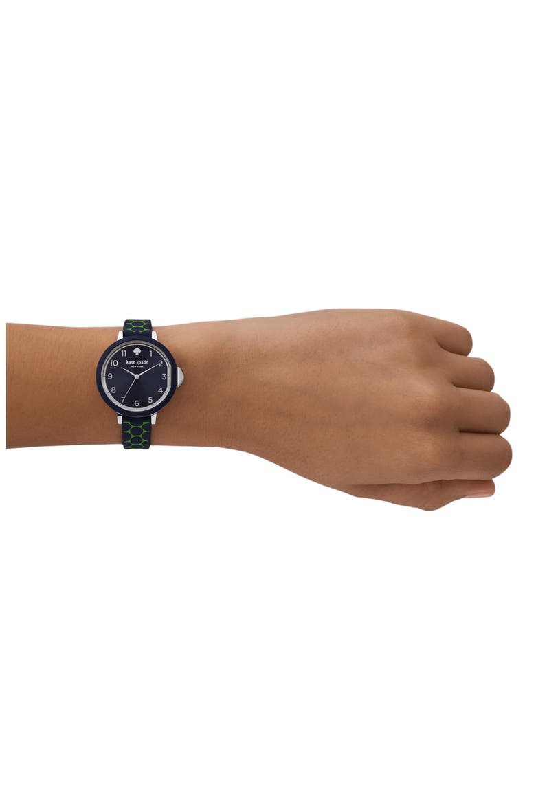 park row silicone strap watch, 34mm, Alternate, color, NAVY / GREEN