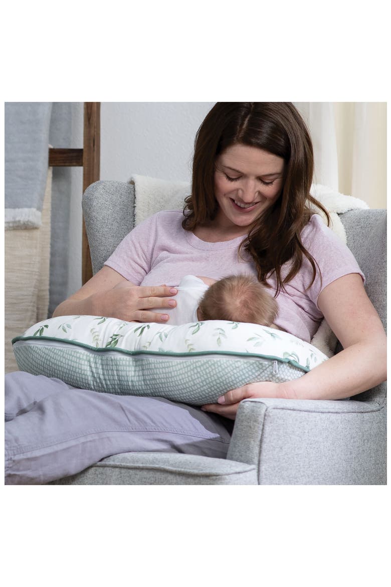 Original Organic Cotton Nursing Pillow, Alternate, color, GREEN LITTLE LEAVES