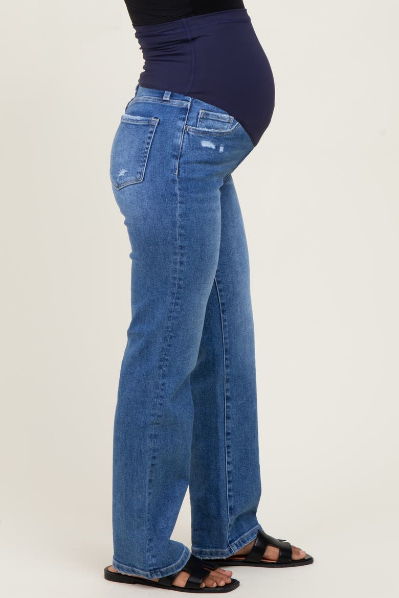 Mid Rise Full Length Straight Leg Maternity Jeans, Alternate, color, Blue
