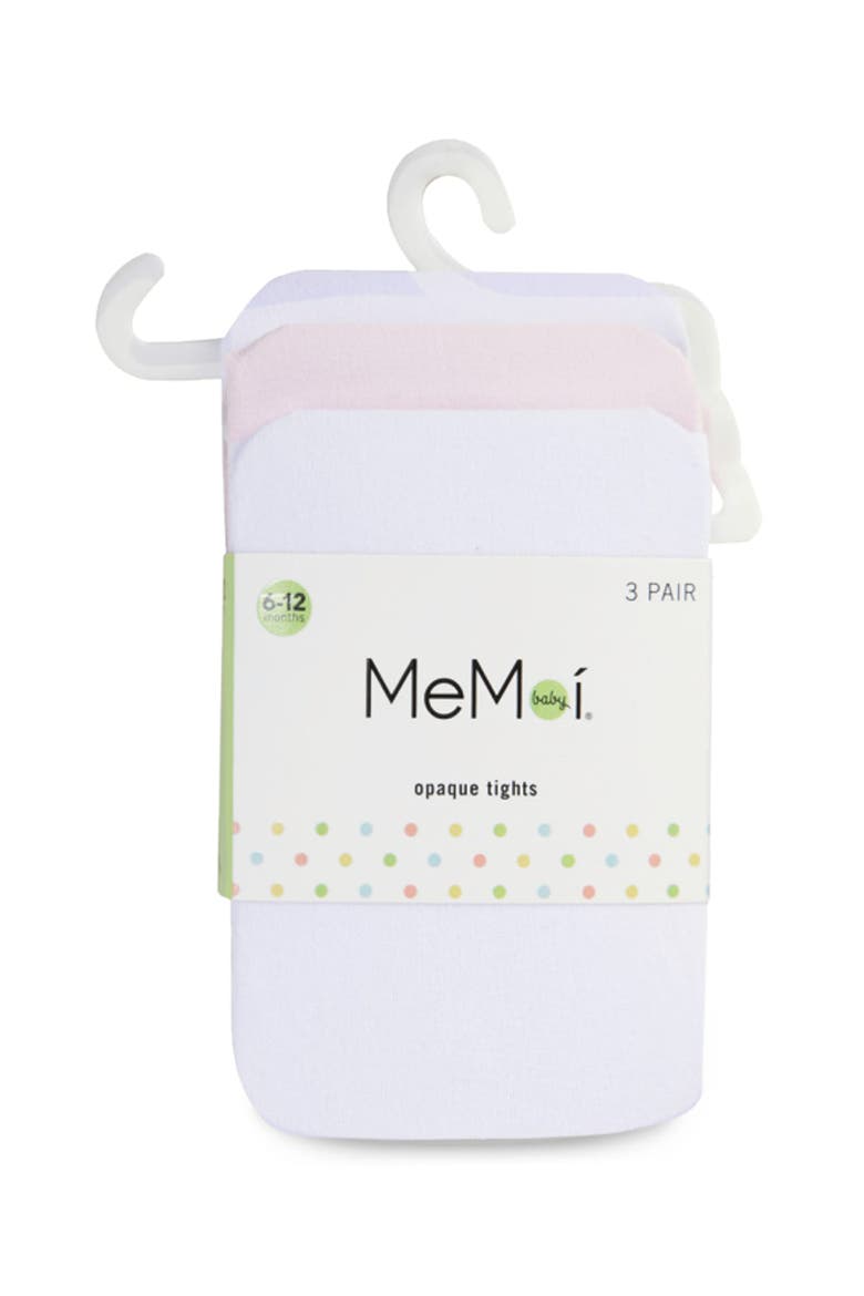 Opaque Basic Non-Binding Tights 3 Pack, Alternate, color, White-Pink-White