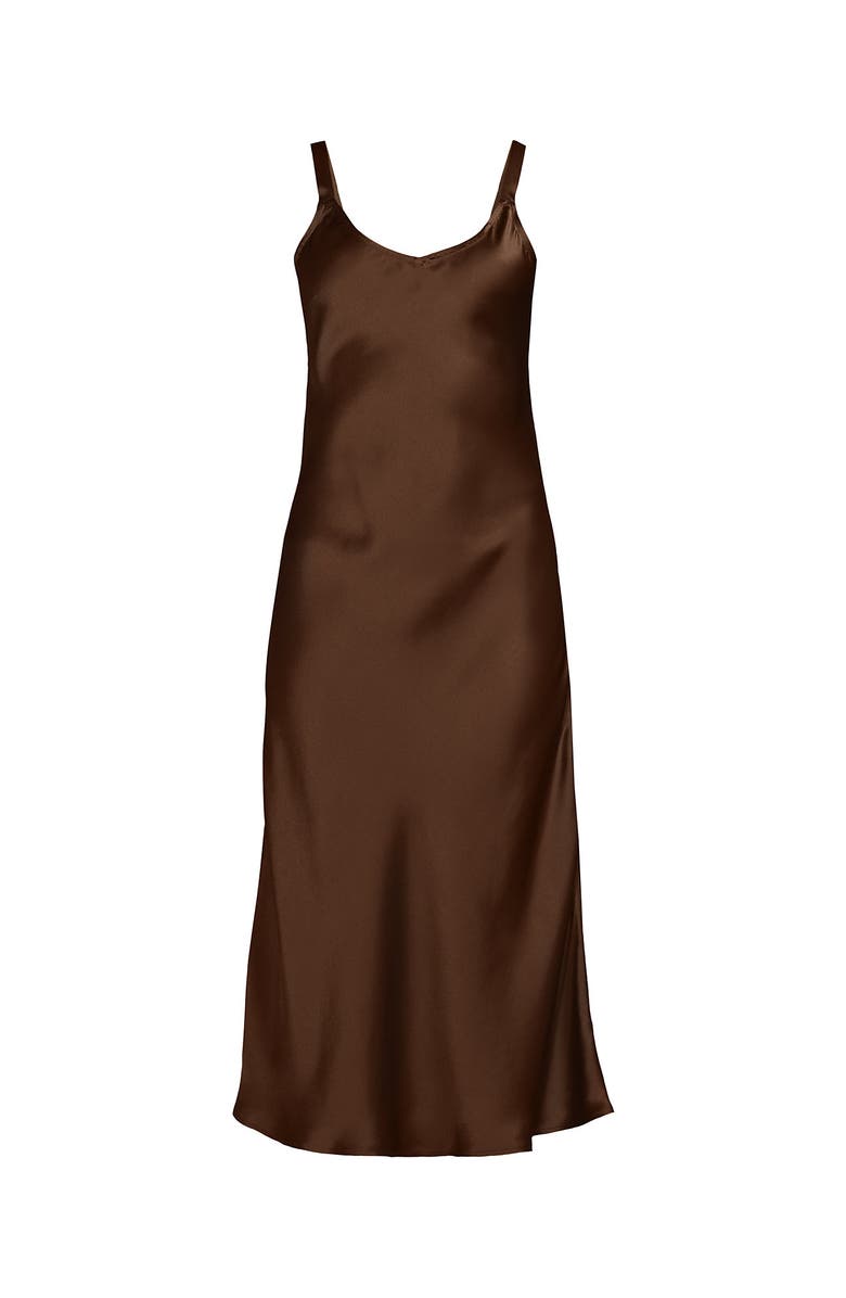 Lands' End Plus Size Satin Slip Dress, Alternate, color, Tree Bark