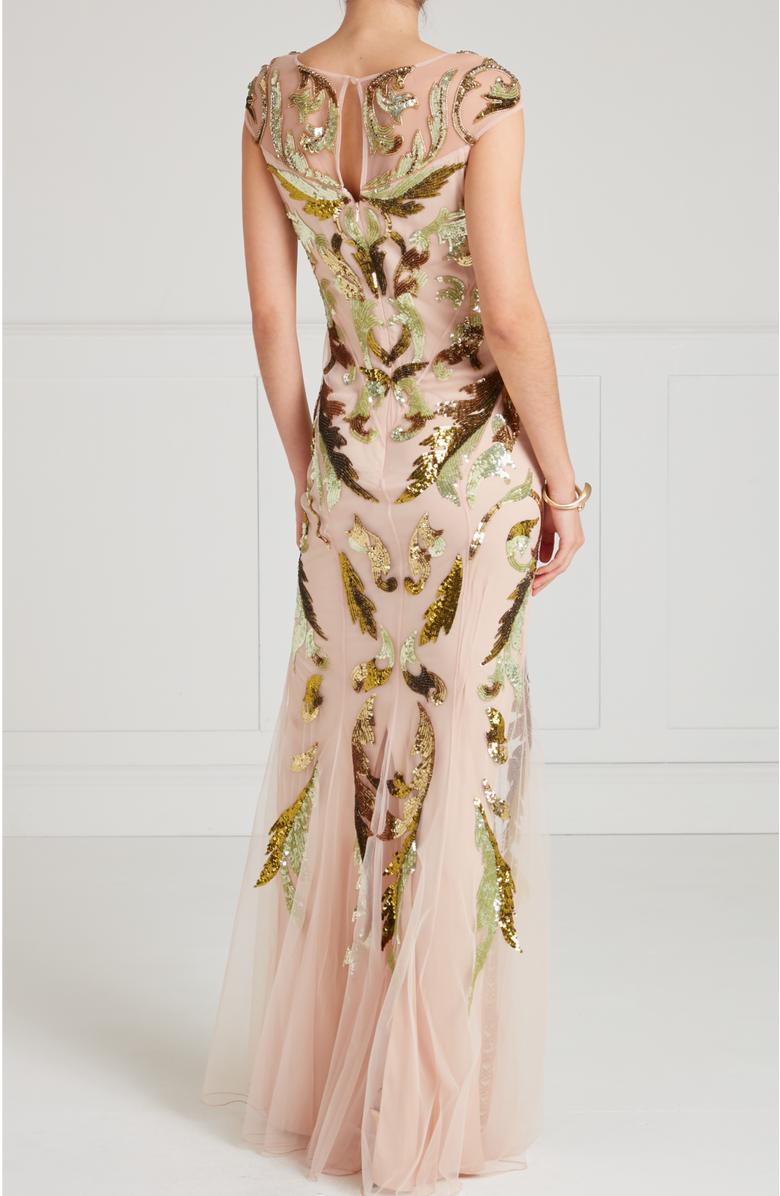 Temperley London Novella Embellished Gown, Alternate, color, Gold