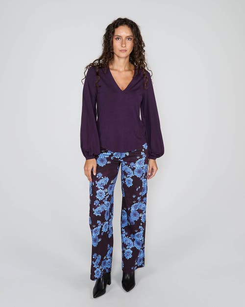 Lords Of Harlech Val Long Sleeve V-neck Shirt In Purple