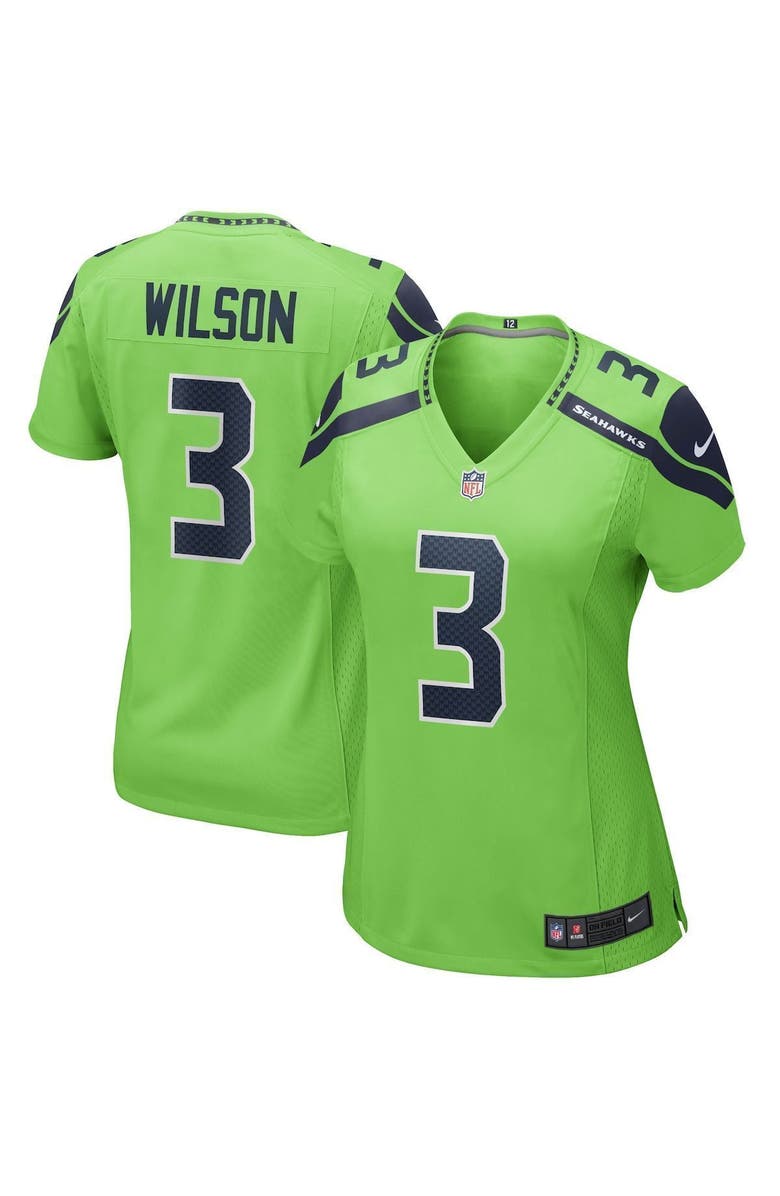 Nike Women's Nike Russell Wilson Neon Green Seattle Seahawks Alternate Game Jersey, Main, color, 
