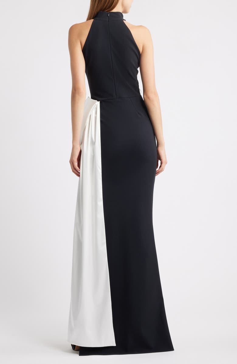 Chiara Boni La Petite Robe Sarity Bow Sleeveless Gown, Alternate, color, Black/ White