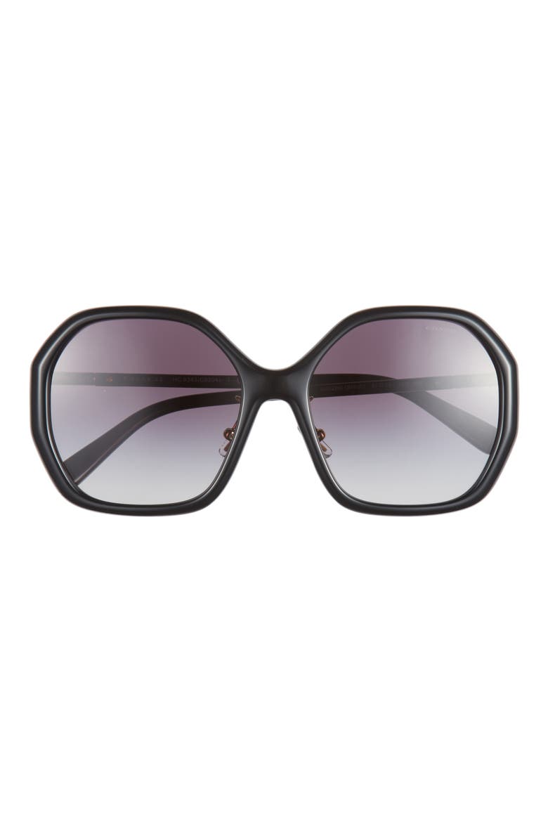 57mm Gradient Round Sunglasses, Main, color, BLACK