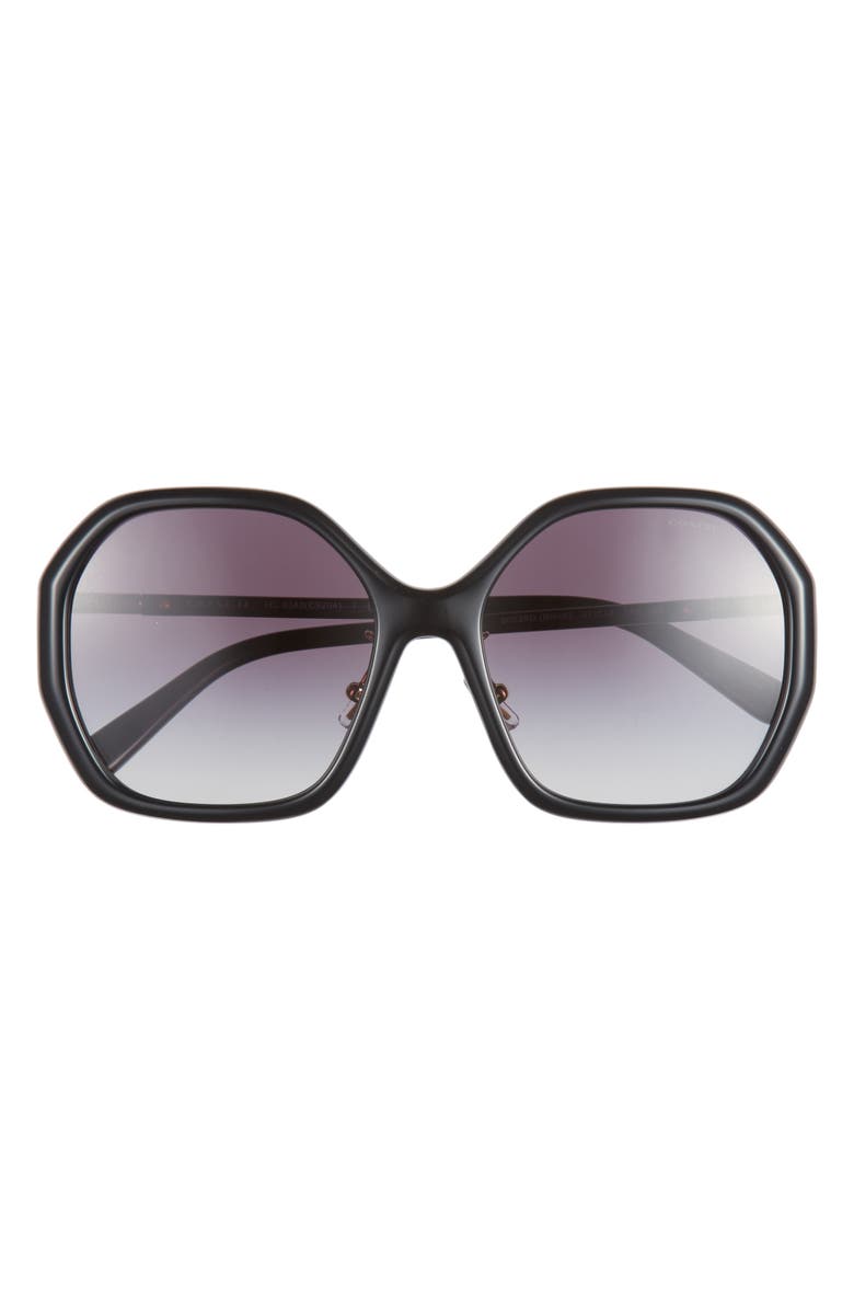 COACH 57mm Gradient Round Sunglasses, Main, color, Black