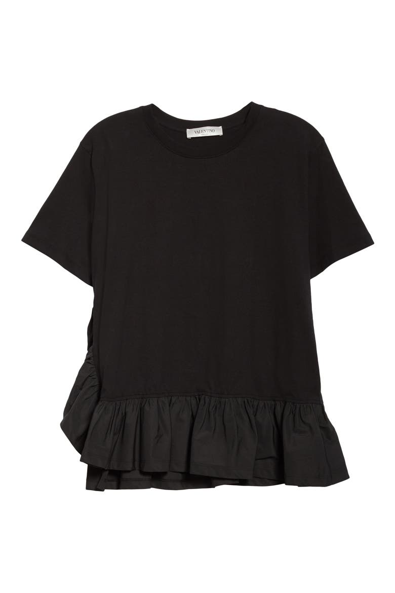 Taffeta Ruffle Tee, Alternate, color, NERO