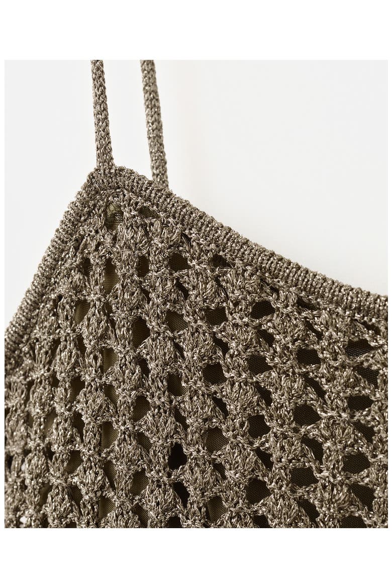 Crocheted Lurex Dress, Alternate, color, BROWN