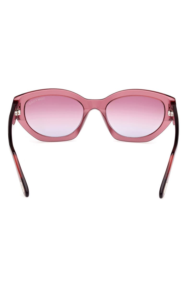 TOM FORD Penny 55mm Geometric Sunglasses, Alternate, color, Wine / T Logo / Violet Lenses