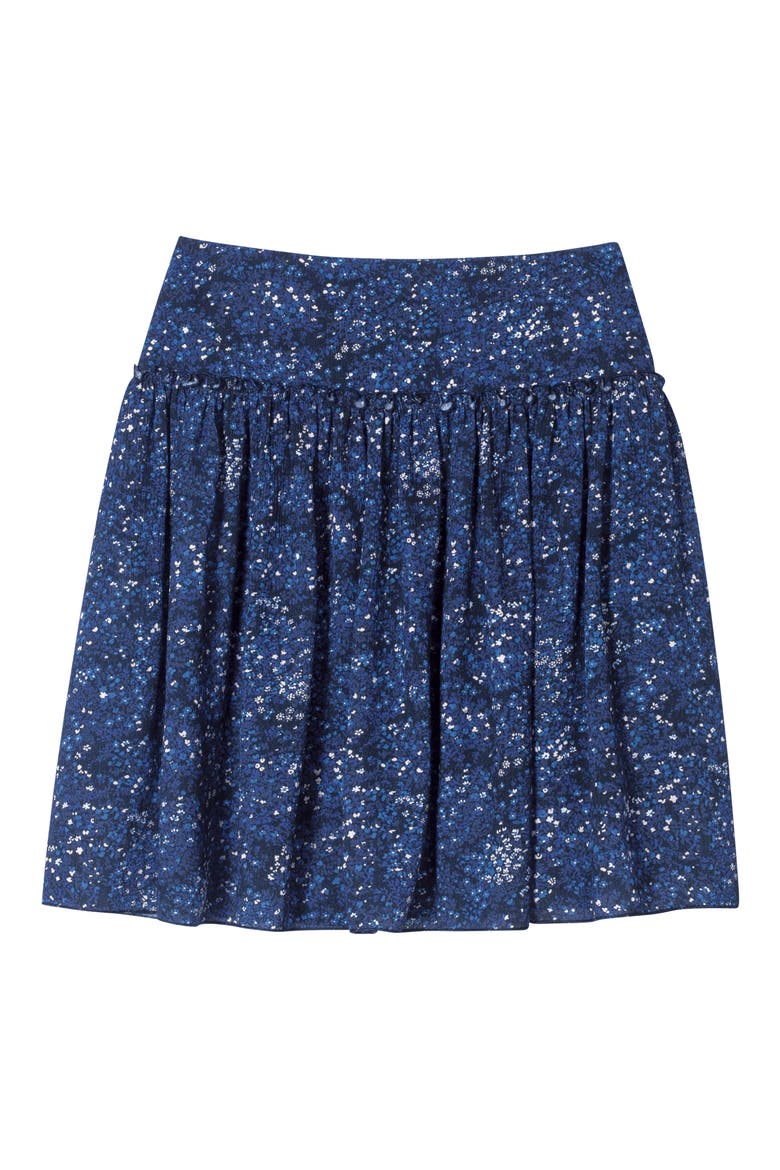 Ditsy Print Skirt, Alternate, color, BLUE
