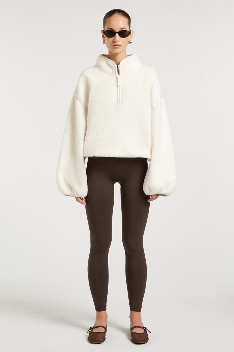 Sloane Borg Half-Zip Loose Fit Fleece, Alternate, color, Cream