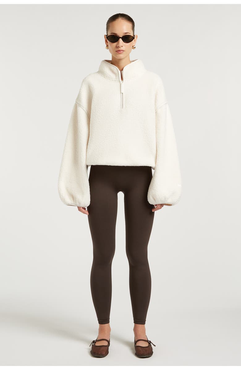 4TH ARQ Sloane Borg Half-Zip Loose Fit Fleece, Alternate, color, Cream