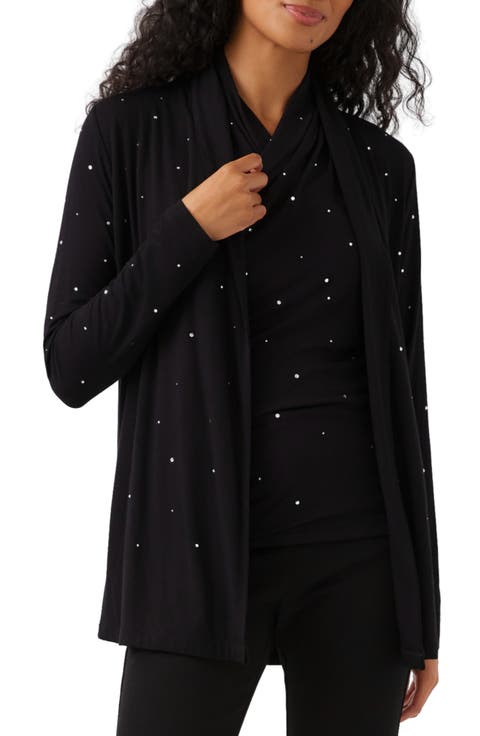 Embellished Open Front Drape Cardigan