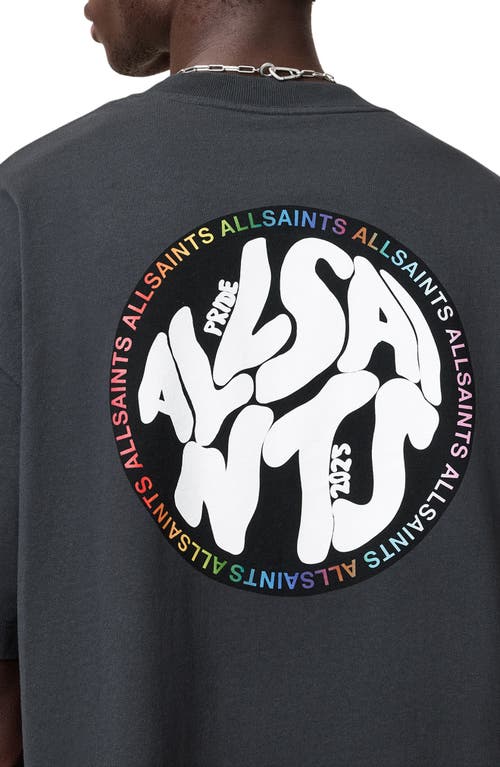 Allsaints Mens Washed Black Pride Distortion Graphic-print Cotton T-shirt Xl In Gray