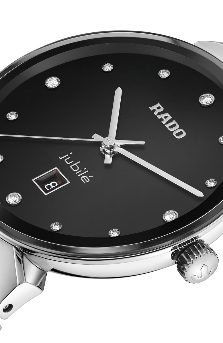 RADO Florence Classic Diamond Bracelet Watch, 30mm, Alternate, color, Black