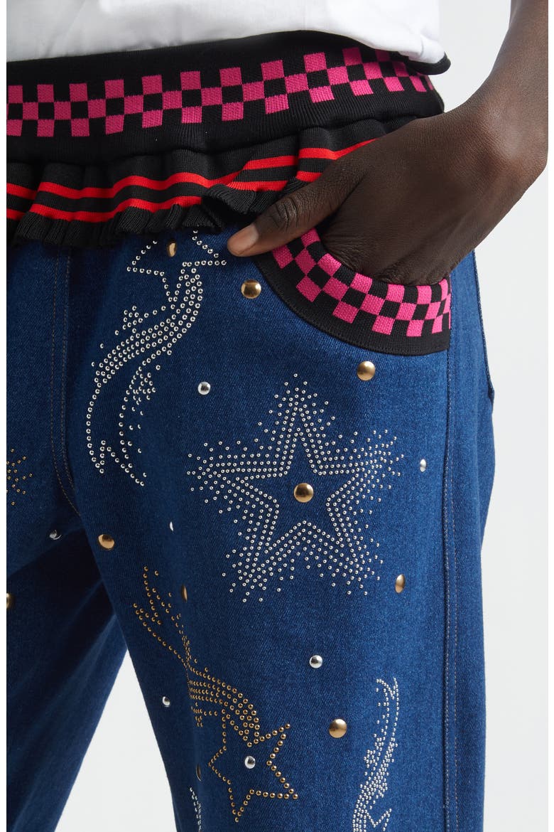 Peebles Studded Wide Leg Jeans, Alternate, color, BLUE MULTI