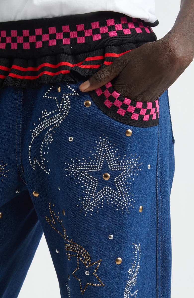 Chopova Lowena Peebles Studded Wide Leg Jeans, Alternate, color, Blue Multi