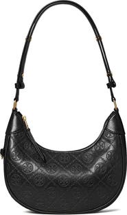 Tory Burch T-Monogram Embossed Crescent Shoulder Bag