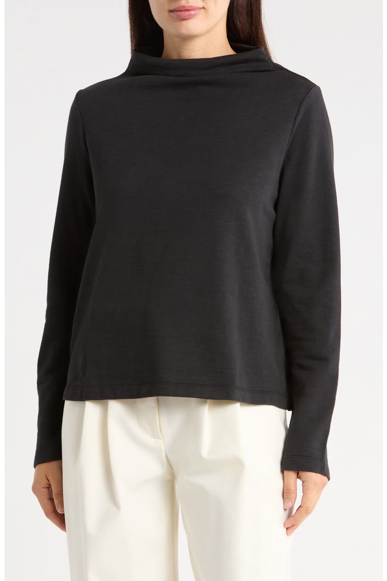 Funnel Neck Organic Cotton Top, Main, color, WASHED BLACK