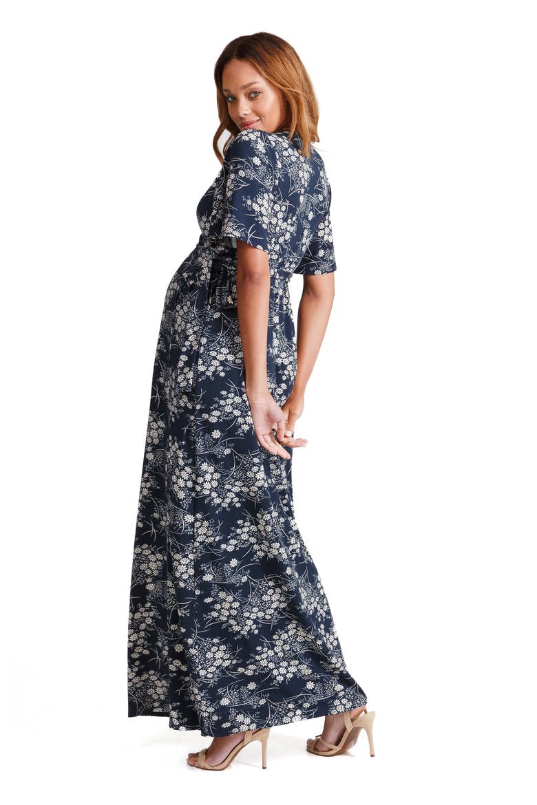 Ingrid & Isabel® Flutter Sleeve Knit Maternity/Nursing Maxi Dress, Alternate, color, VINTAGE DAISY