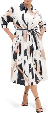 City Chic Exhibit Print Shirtdress