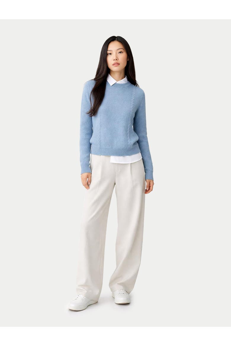 Cropped Crewneck Cashmere Sweater, Alternate, color, Dusty blue