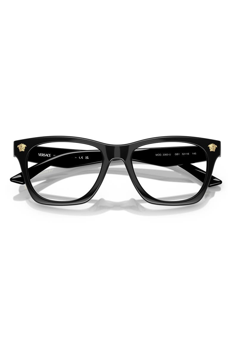 Versace 52mm Pillow Optical Glasses, Alternate, color, Black