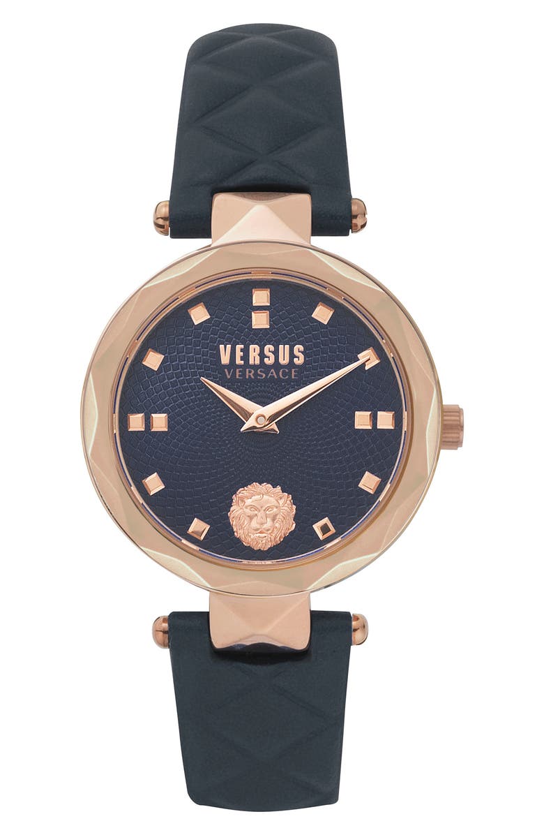 VERSUS Versace Covent Garden Leather Strap Watch, 32mm, Main, color, Rosegold