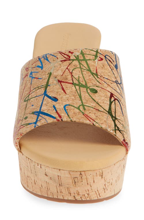 Chocolat Blu Golden Platform Sandal In Graffiti Cork