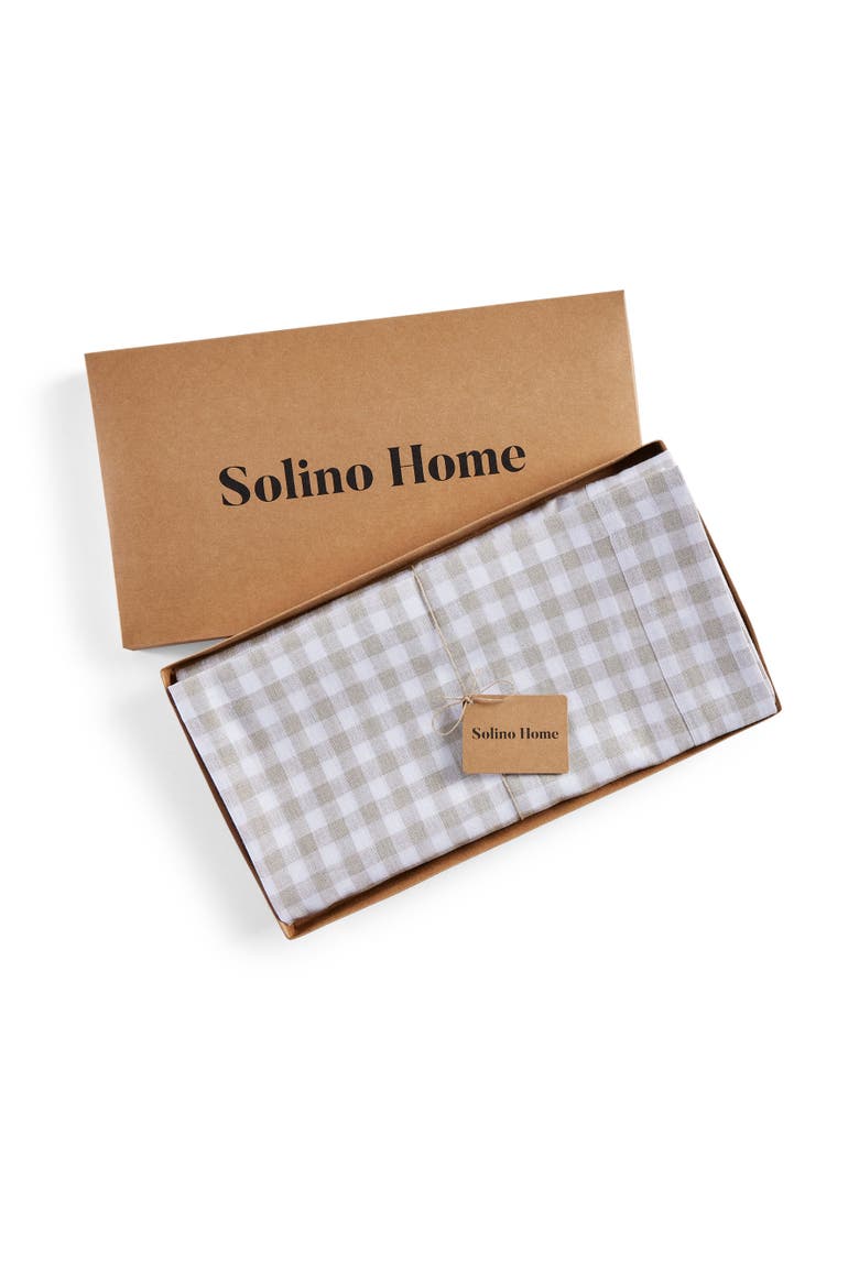 Linen Tablecloth - Gingham Check, Alternate, color, Natural