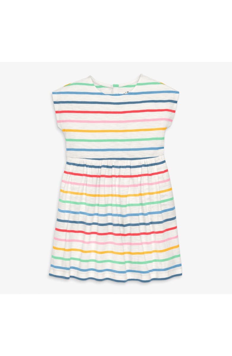 Primary Kids Backyard Dress In Rainbow Stripes, Main, color, Ivory Rainbow Sunrise Stripe