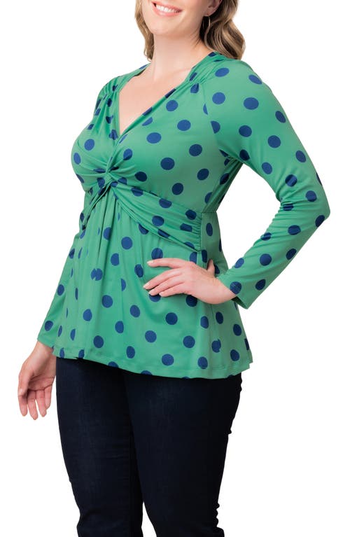 Kiyonna Abigail Long Sleeve Twist Front Top In Green