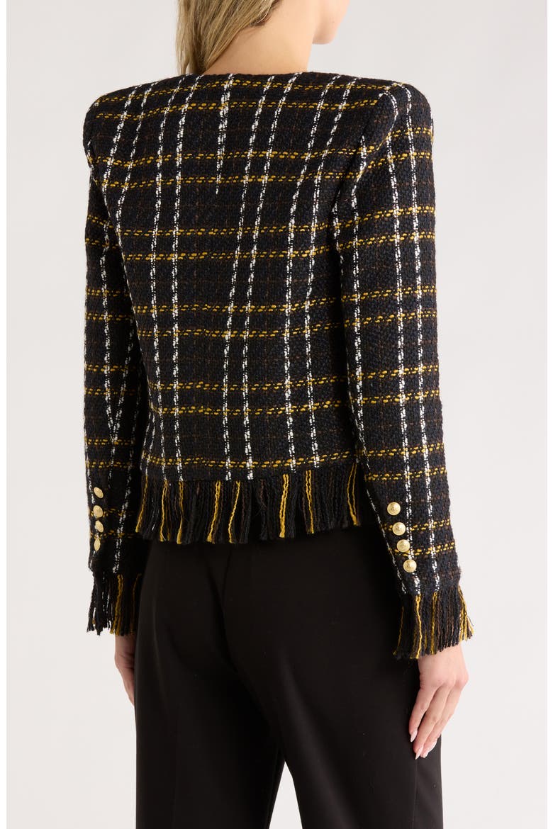 Belmont Fringe Tweed Jacket, Alternate, color, BLACK YELLOW MULTI PLAID